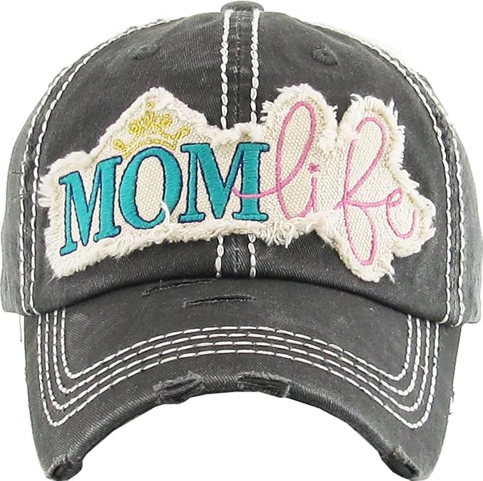 Funky Junque Distressed Vintage Baseball Cap - Embroidered Patch Women's Hat - Holiday, Lifestyle & Patriotic Designs