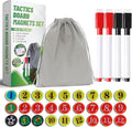 ZPU 27 Picese Soccer Board Magnets, Soccer Magnets Set with 2 Dry Erase Black Marker Pens, 2 Red Marker Pens, 1 Storage Bag, Tactics Strategy Board Coaches Clipboard Accessories (Board NOT Included)