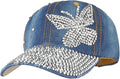 Hoce Fashion Rhinestone Denim Baseball Cap Studded Bling Hat for Women
