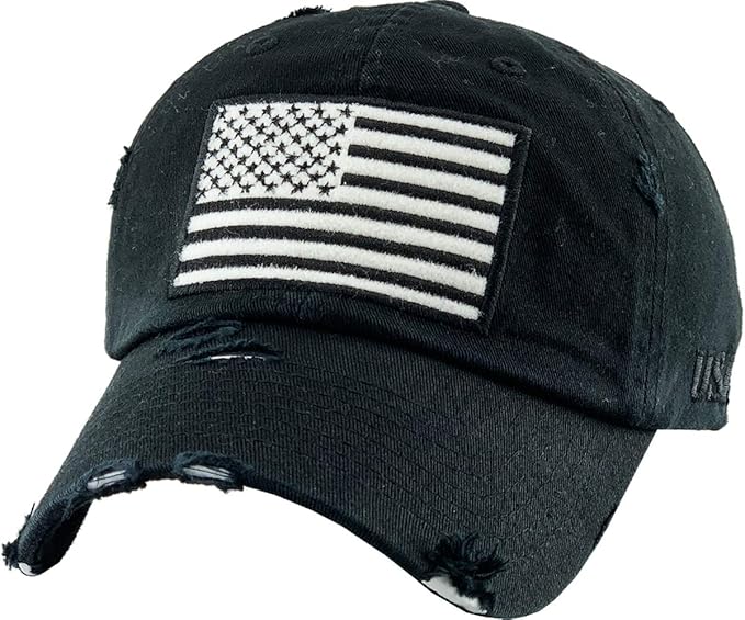 KBETHOS Flag USA America Military Thin Blue Line Thin Red Line Vintage Distressed Baseball Cap Dad Hat Unisex Adjustable…