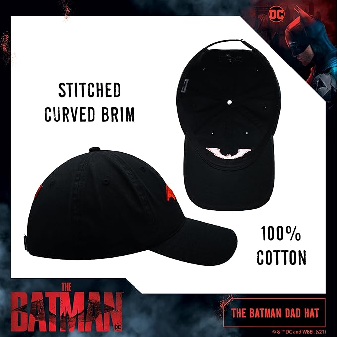 DC Comics The Batman Dad Hat, Adult Baseball Cap with Flat Brim, One Size