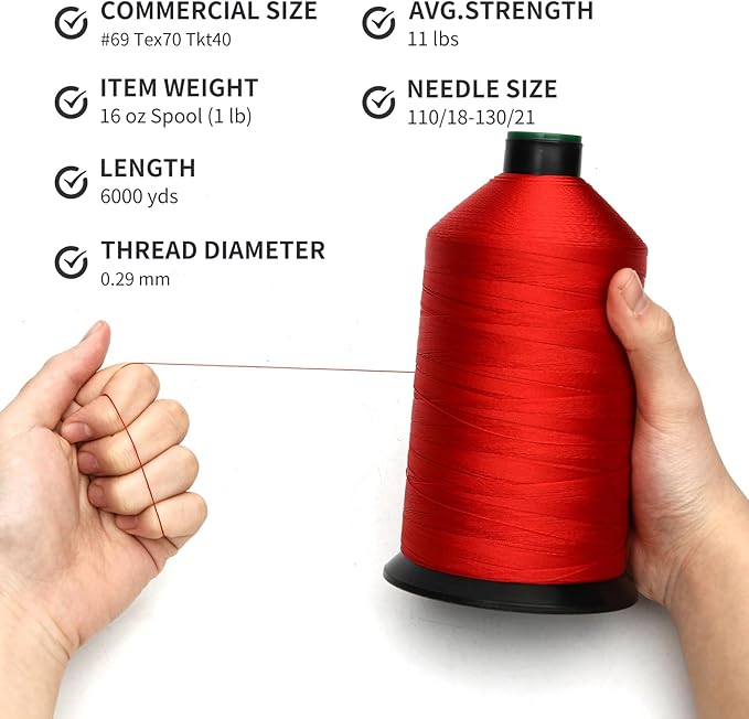 Extra Strong Bonded Nylon Thread #69 Tex70 – 16 OZ, Versatile Stitching Solution - Image 3