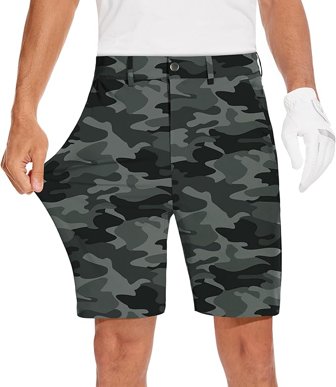 JWM Mens 7"/9" Stretch Golf Shorts - Lightweight Hybrid Casual Dress Work Flat Front Shorts with 5 Pockets Quick Dry UPF50