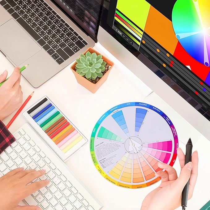 Garneck Creative Color Wheel Learning Chart Color Mixing Rotation Tool - Image 4