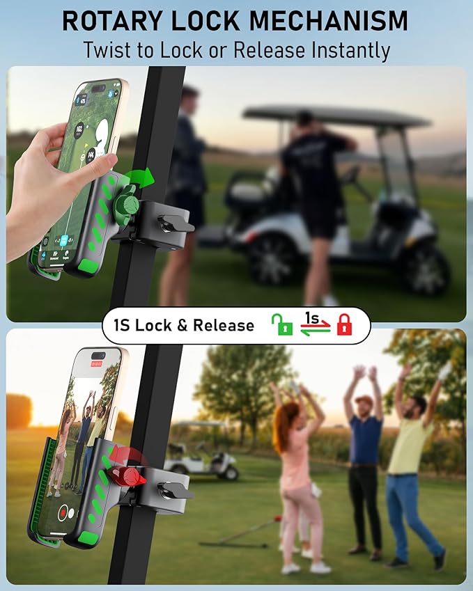 Golf Cart Phone Holder Mount, Golf Cart Accessories Essential Gift for Golfers Men Women, Fits EZGO Club Car Yamaha, Phone Caddy for iPhone Galaxy Pixel, 2026 Stocking Stuffers Gift for Men