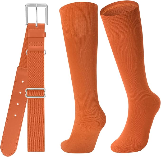Baseball Socks and Belt for Youth Adult Softball Socks Combo Elastic Waist Belt for Men Kids Boys Girls Women JASGOOD