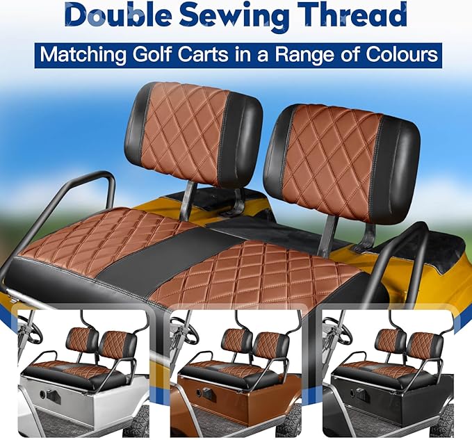 NOKINS Golf Cart Seat Covers Fit Club Car DS Pre-2000 OEM Standard Seat Cushion, Golf Cart Vinyl Diamond Front Seat Covers, Soft/Scratch-Resistant/No Stapler Needed