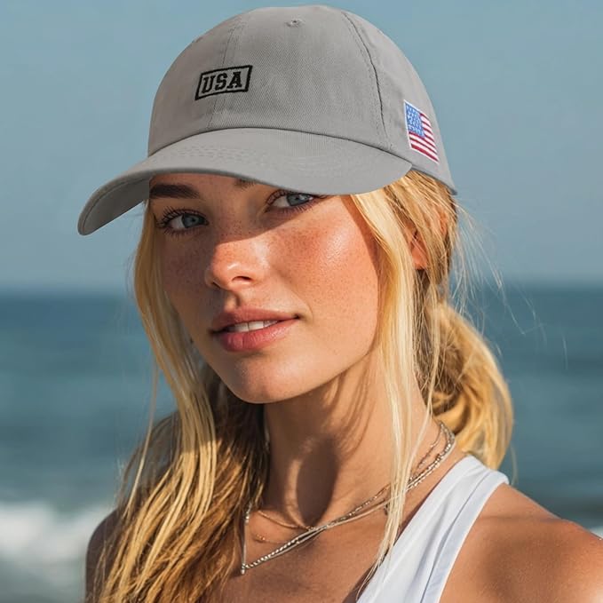 American Flag Patriotic Baseball Cap | Embroidered USA Flag 100% Cotton Adjustable Hat for Men & Women