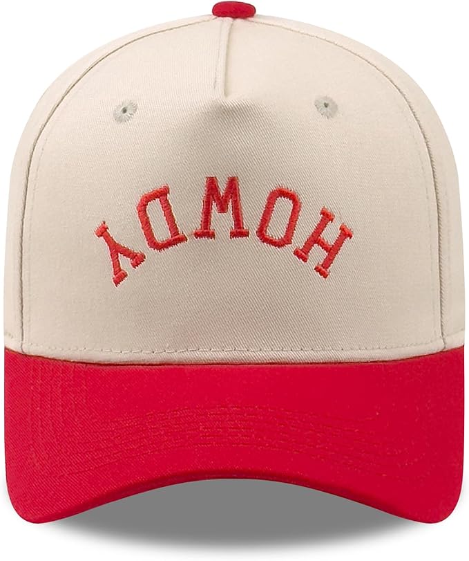 Two-Tone Cotton Baseball Cap with Embroidered Western Sayings - Adjustable Cowboy Style Hat for Men and Women