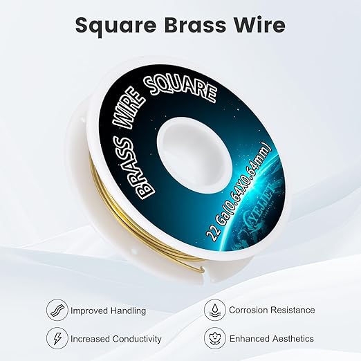 Thin Square Brass Wire 0.64mm 50 Feet - Image 2