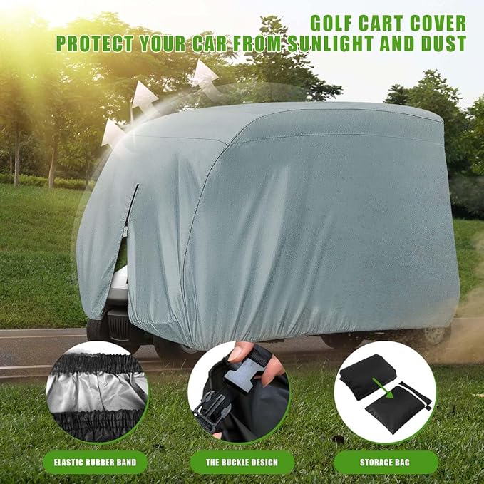 KISEER 4 Passenger 420D Waterproof Golf Cart Cover fits EZ GO Club Car Yamaha, Sunproof Dustproof