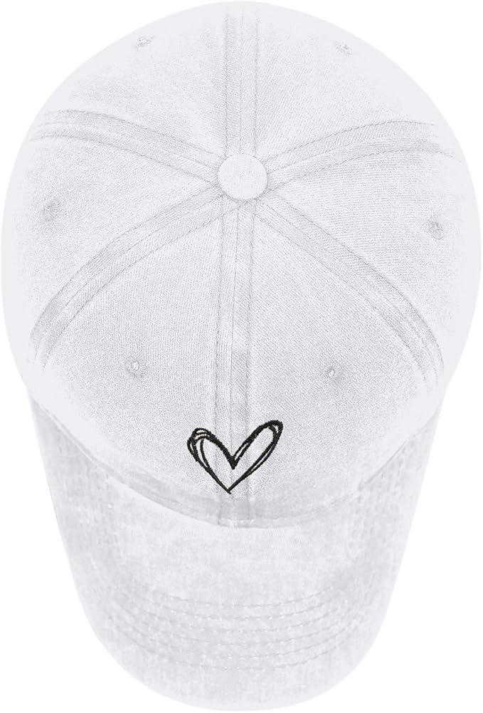 Pairxily Vintage Heart Embroidered Baseball Cap Distressed Adjustable Hat for Women Low Profile Dad Hats Unisex Cotton Cap