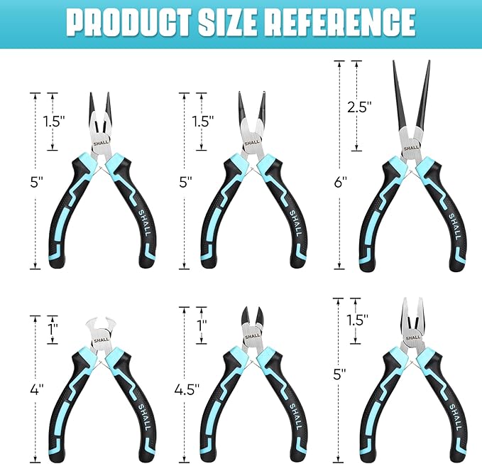 SHALL Mini Pliers Set, 6-Piece Small Pliers Tool Set Includes Needle Nose - Image 7
