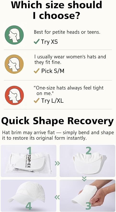 TOP-EX Cooling UV 50 High Ponytail Baseball Cap for Women - Most Women Start with S/M - Breathable for Running Golf Sports
