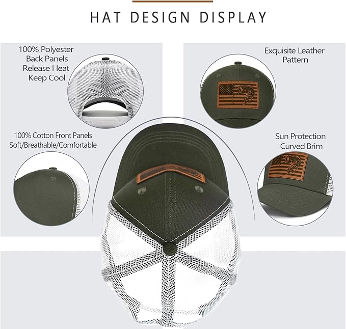 Fishing Hat Fishing Gifts for Men Bass Fish Flag Gear Accessories Stuff Trucker Hat Snapback Baseball Cap