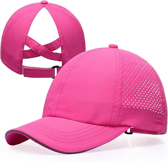 Girls Criss Cross Ponytail Hat Mesh Baseball Cap Kids Quick Dry Ponycap Hats Outdoor Summer Sports Hat Age 7-12