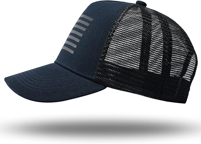 American Flag Trucker Hat - Snapback Hat, Baseball Cap for Men Women - Breathable Mesh Side, Adjustable Fit - for Casual Wear