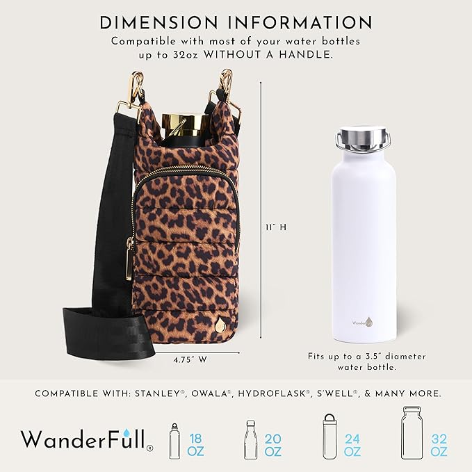 WanderFull® Original HydroBag® Collection, Water Bottle Holder, Gift for Women, Mom, Girlfriend, w/Strap & Phone Pocket, Hands-Free Crossbody Water Bottle Bag