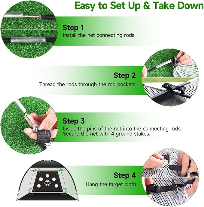 Golf Net: 10x7ft Golf Hitting Practice Net for Use，with Heavy-Duty Base Dual-Turf Mat，Suitable for Various Indoor and Outdoor Scenarios，Scenes Such As Garages, Backyards, Sandy Areas, Lawns, Etc