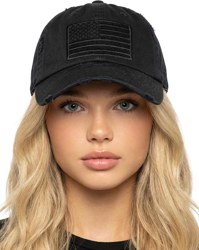 Funky Junque Distressed Vintage Baseball Cap - Embroidered Patch Women's Hat - Holiday, Lifestyle & Patriotic Designs