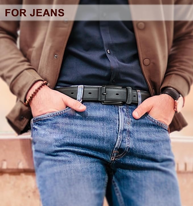 KEMISANT Men Belt 2Pack – Genuine Leather Belt for Men Dress Casual Golf Jeans 1 3/8"
