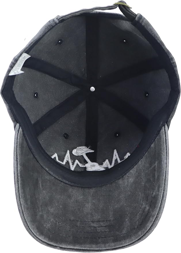 Country Music Guitar Heart Beat Hat for Men Women, Classic Embroidered Guitar Decor Musicians Baseball Cap