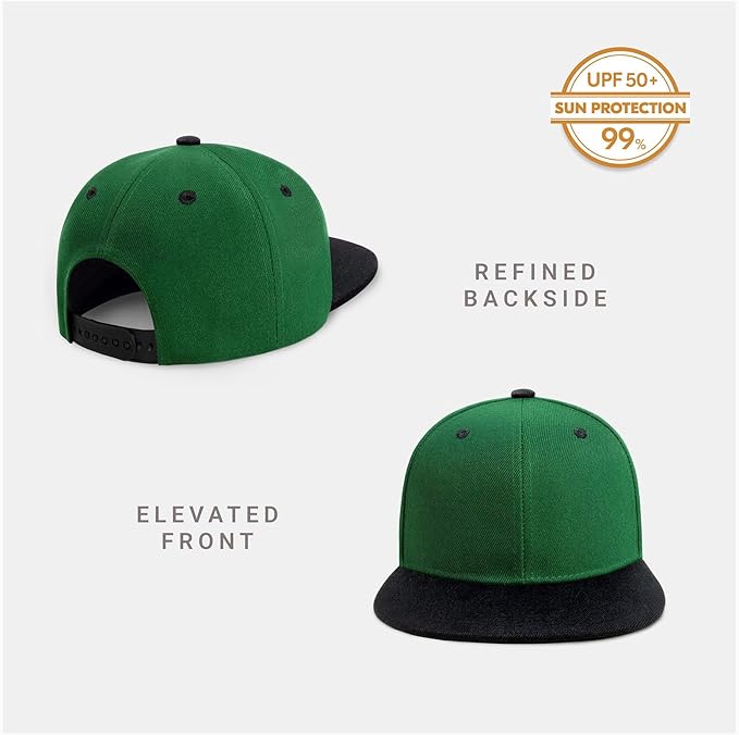 CHOK.LIDS Flat Bill Visor Classic Snapback Hat Blank Adjustable Brim High Top End Trendy Color Style Plain Tone Baseball Cap