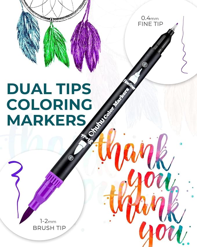 Ohuhu Markers for Adult Coloring Books No Bleeding 100 Colors Coloring Markers - Image 3