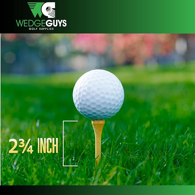 Wedge Guys Bamboo Golf Tees 2-3/4" & 3-1/4" | 100,250,500 or 1000 pcs. | Extra Durable & Stronger Than Wood Tees | Biodegradable & Less Friction | PGA Professional Approved, Golf Tees Bulk Bag