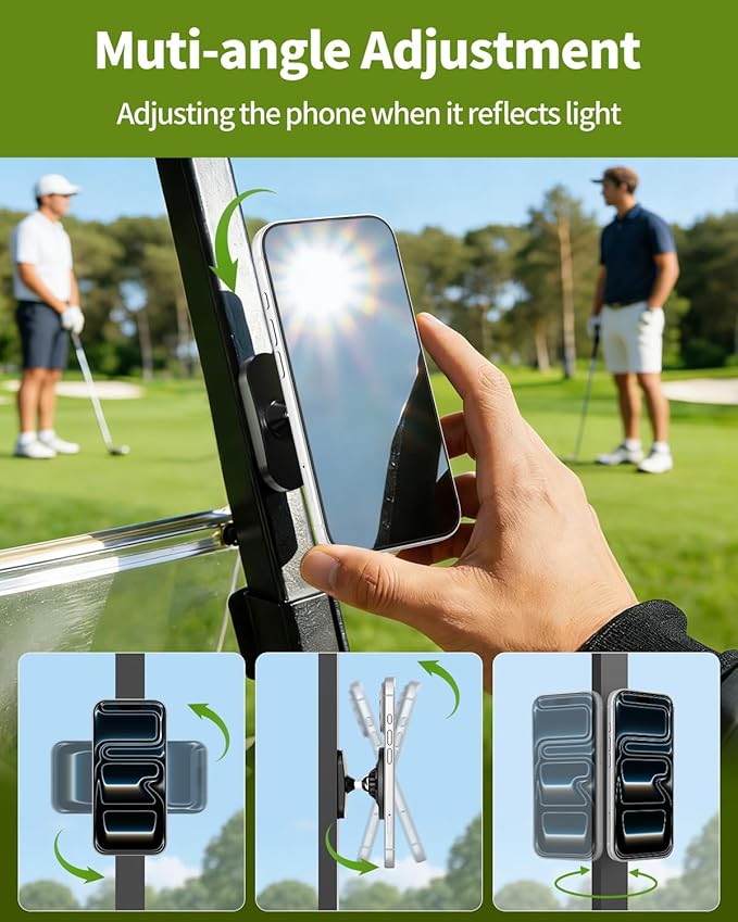All-Metal Magnetic Golf Cart Phone Holder for iPhone/Samsung/Google, Tool-Free Golf Accessories, Golf Gifts for Men Golfers Dad Husband, Golf Cart Accessories for EZGO/Club Car/Yamaha Golf Cart