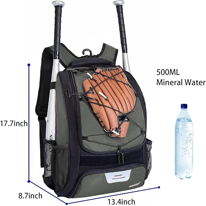 DAFISKY Baseball Bag Softball Backpack - Youth Adult T Ball Bat Equipment Bag with Bat Helmet Holders, Shoe Compartment