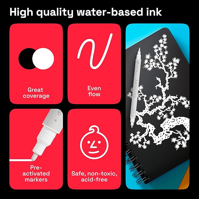 ARTISTRO 2 White Dual-Tip Acrylic Paint Pens - Image 5