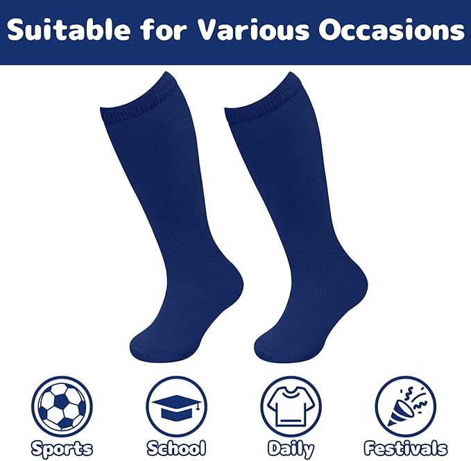 Olreco 1 Pack Toddler Kids Youth Soccer Socks Girls Boys Baseball Socks Youth Knee High Softball Football Accessories Cotton