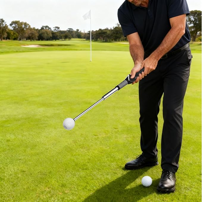 Retractable Golf Swing Training Aid – Golf Swing Trainer with Ergonomic Grip & Audible Feedback | Golf Swing Corrector for Tempo, Balance & Accuracy | Indoor & Outdoor Golf Practice Tool
