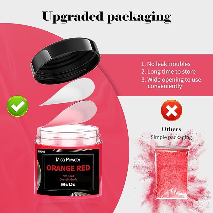 Deep Red Mica Powder Pigment -Cosmetic Grade Metallic Mica Powder - Image 3