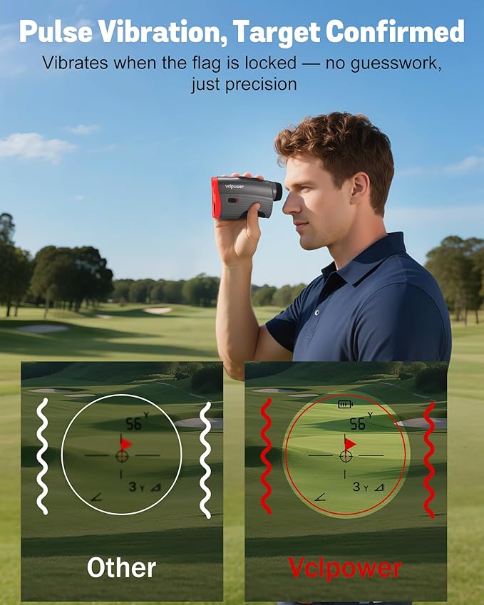 VCLPOWERW Golf Rangefinder with Slope, 1200 Yards Laser Range Finder for Golf & Hunting, 7X Magnification, Flag Lock Vibration, Rechargeable Battery, Magnetic Strip, Waterproof Golf Accessories