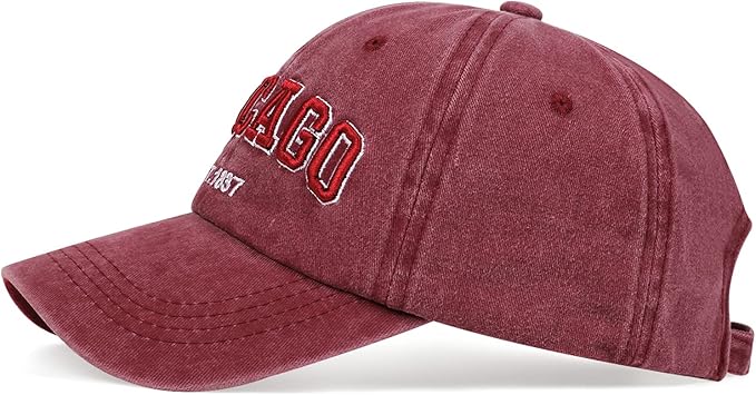 Chicago Hat for Men Women 3D Embroidery Vintage City Dad Hats Baseball Cap