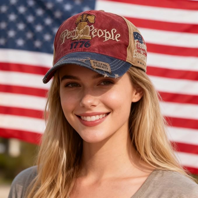 250 Years American Revolution Anniversary Cap, Adjustable Machine Embroidered Canvas Baseball Cap，Perfect for Independence Day & Patriotic Events