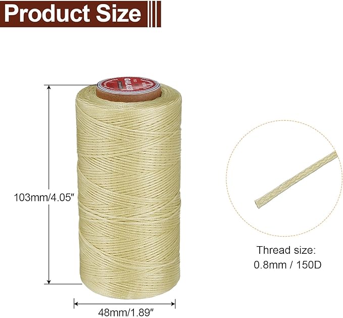 uxcell Flat Leather Sewing Waxed Thread, 270m / 295 Yards Polyester Wax String - Image 2