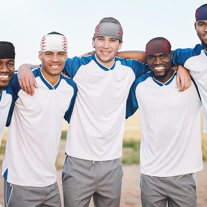Shyyween 6 Pcs Baseball Headband Elastic Polyester Sweatband for Baseball Basketball Football Golf Headscarf Stuff Women Men Accessory Team Gift