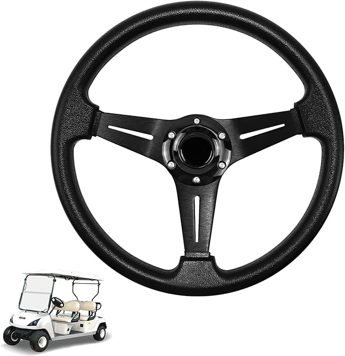 LOSCHEN Golf Cart Steering Wheel Universal Design for Club Car Ds and Precedent EZGO RXV & TXT, for Yamaha Golf Cart Steering Wheel