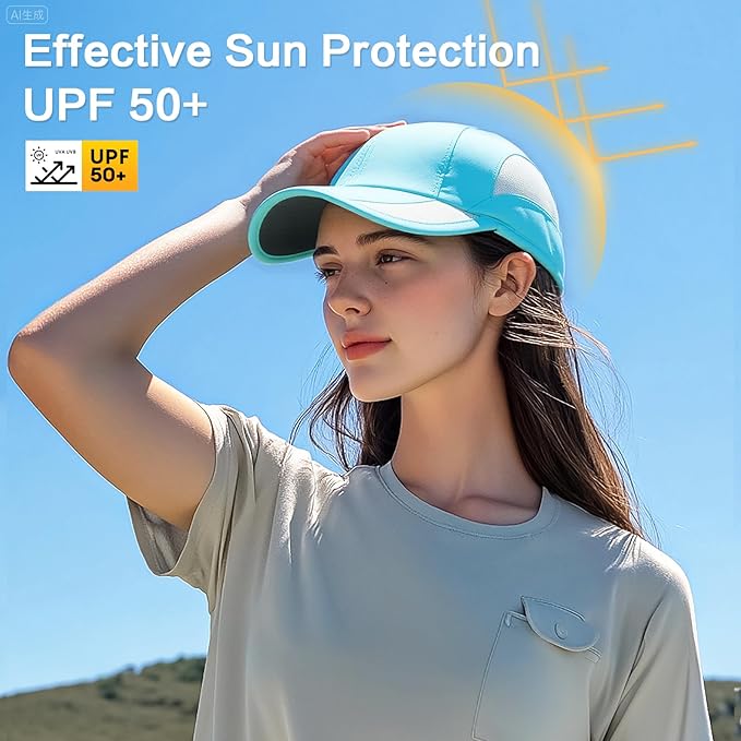 HH HOFNEN Quick Dry Baseball Cap Unstructured Running Cap Water-Resistant UPF 50+ Mesh Golf Sun Hats for Men Women