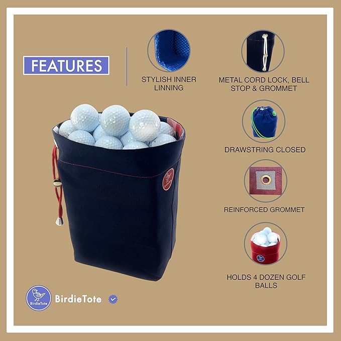 Golf Ball Practice Bag with Drawstring - 4 Dozen Ball Capacity Pouch for Chipping, Putting, & Driving Range | Durable Fairway & Range Accessories Organizer