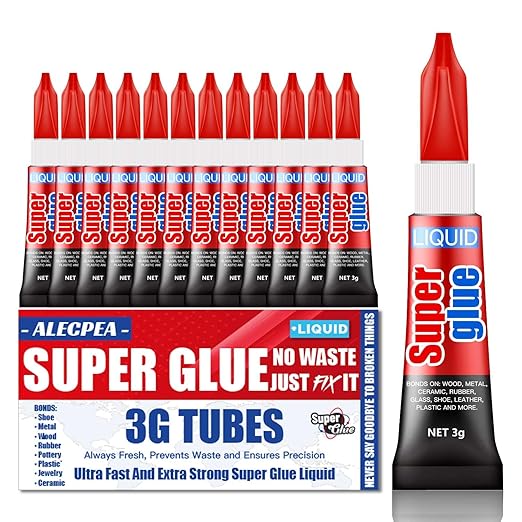 3 Gram Single Use Super Glue Liquid, Super Fast, Thin & Strong Adhesive by ALECPEA