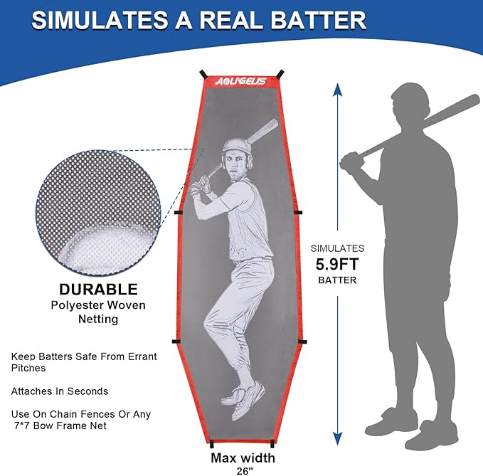 Baseball Softball Batter Dummy,Pitching Target,with Adjustable Strike Zone Attachment,Pitching Aid for Improved Accuracy