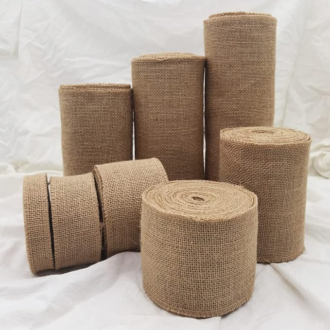 INSPIRELLE 4" Natural Burlap Fabric Roll 10 Yards Jute Ribbon - Image 5