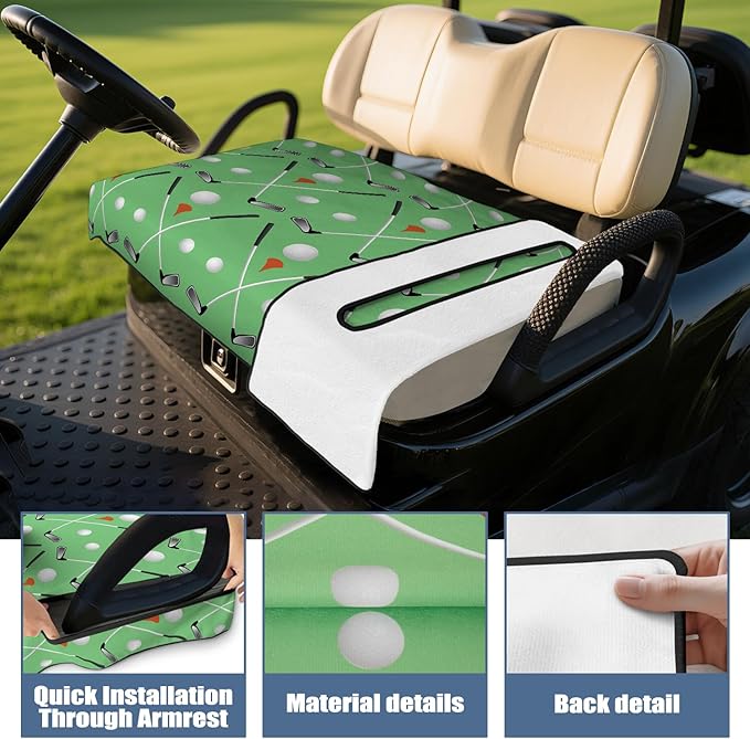 Golf Cart Seat Covers, Golf Cart Seat Towel Blanket for 2-Seat Golf Carts, Breathable Golf Cart Seat Cushions Golf Club Car Accessories 51'' x 31''