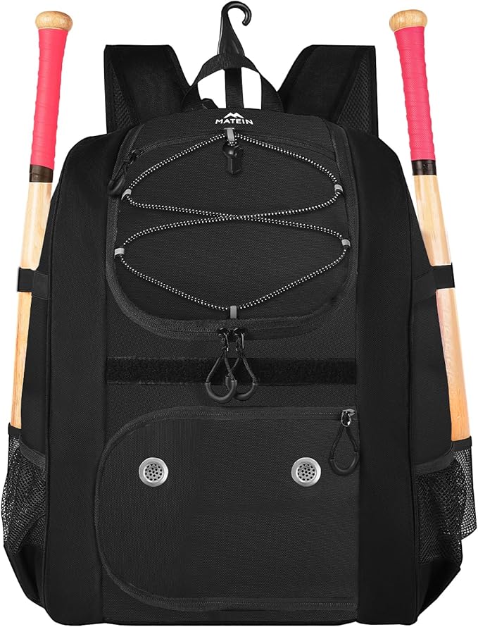 MATEIN Softball Bag, Lightweight Baseball Backpack with Shoe Compartment, Baseball Bag with Fence Hook for TBall Bat & Equipment, Softball Gifts Catchers Backpack for Women Fit Catcher’s Mitt, Helmet