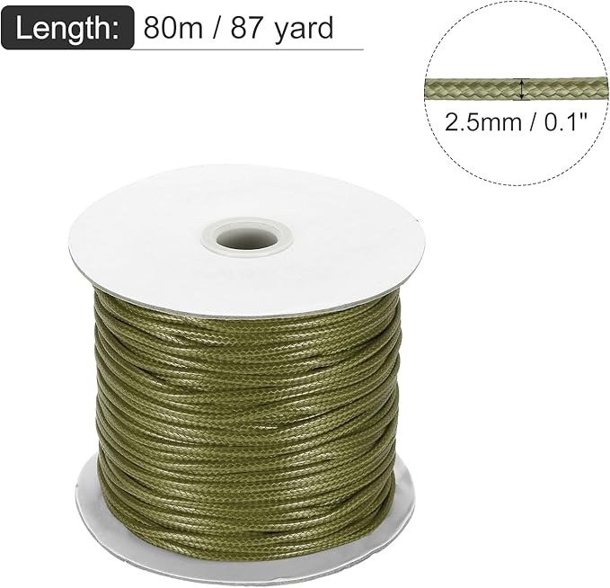 MECCANIXITY Waxed Cord 2.5mm Waxed Polyester Cord 87 Yard Wax String - Image 2