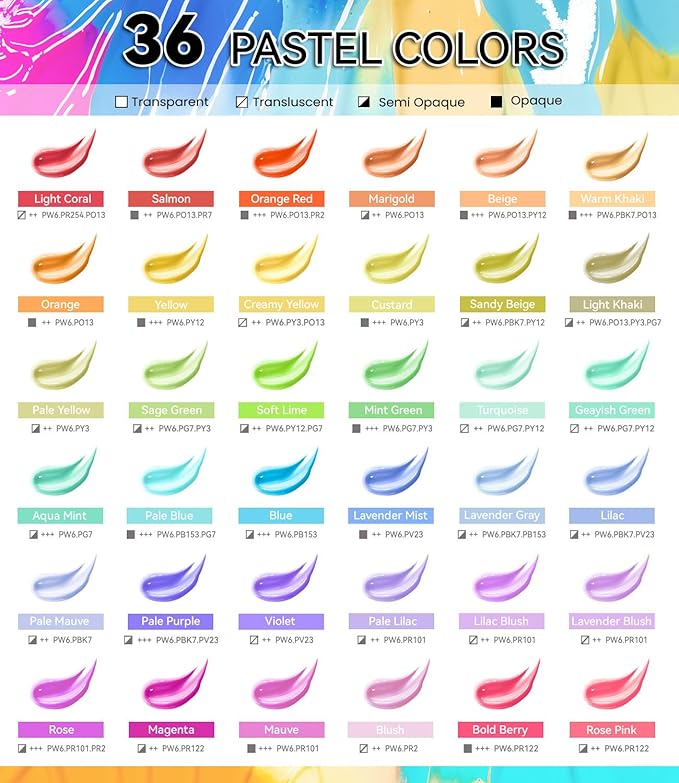 52 PCS Pastel Acrylic Paint Set - Image 3